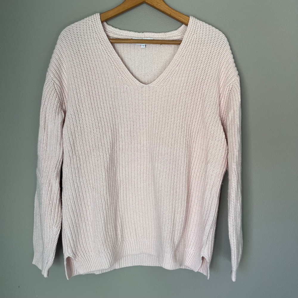 WHITE + WARREN Merino Wool Blend Sweater Size Small‎ Oversized Ribbed Boxy